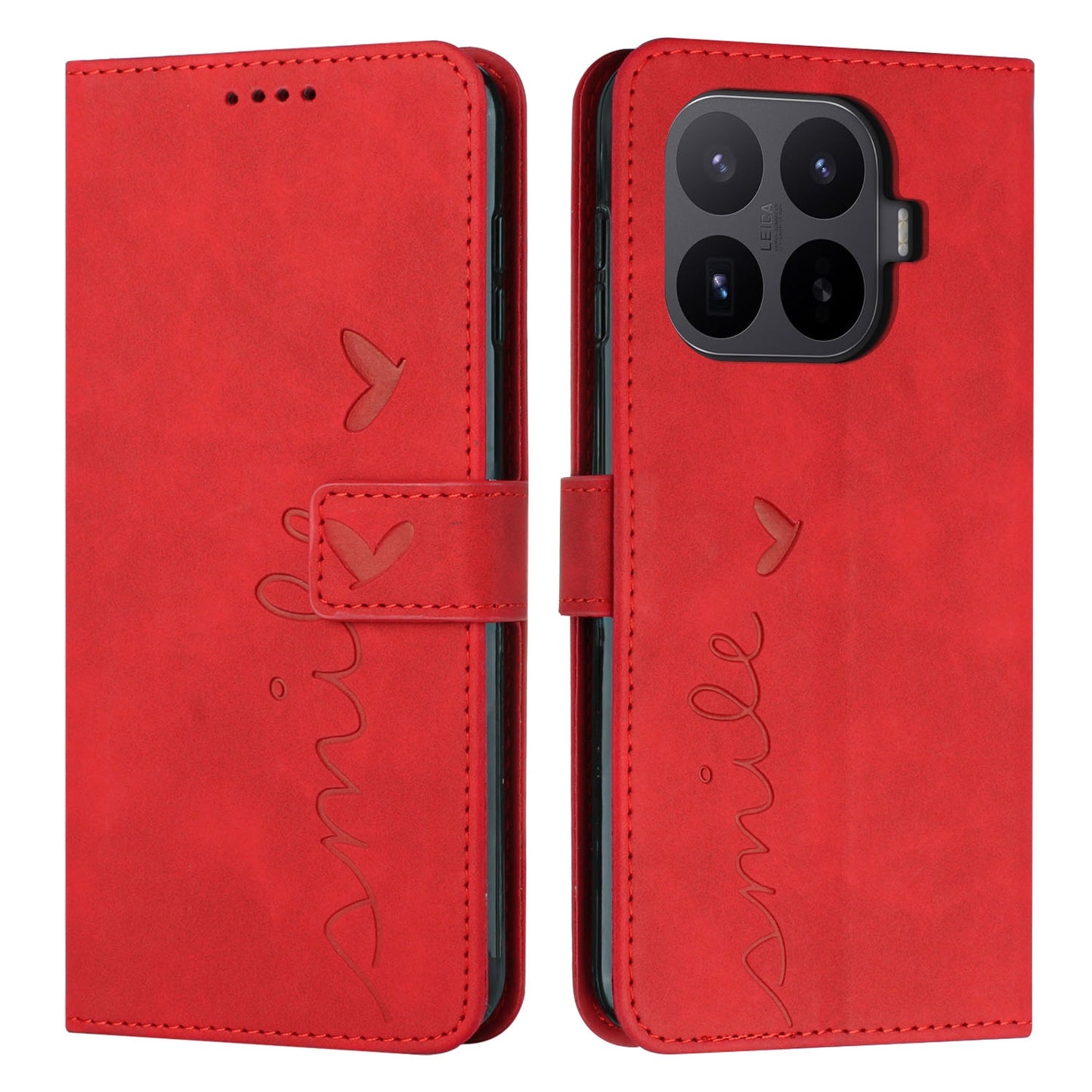 For Xiaomi 17T Stand Case PU Leather Phone Cover Imprinted Heart Pattern