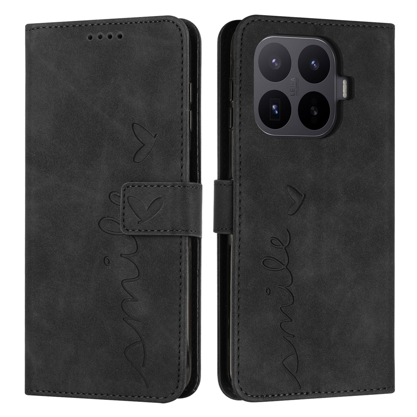 For Xiaomi 17T Stand Case PU Leather Phone Cover Imprinted Heart Pattern