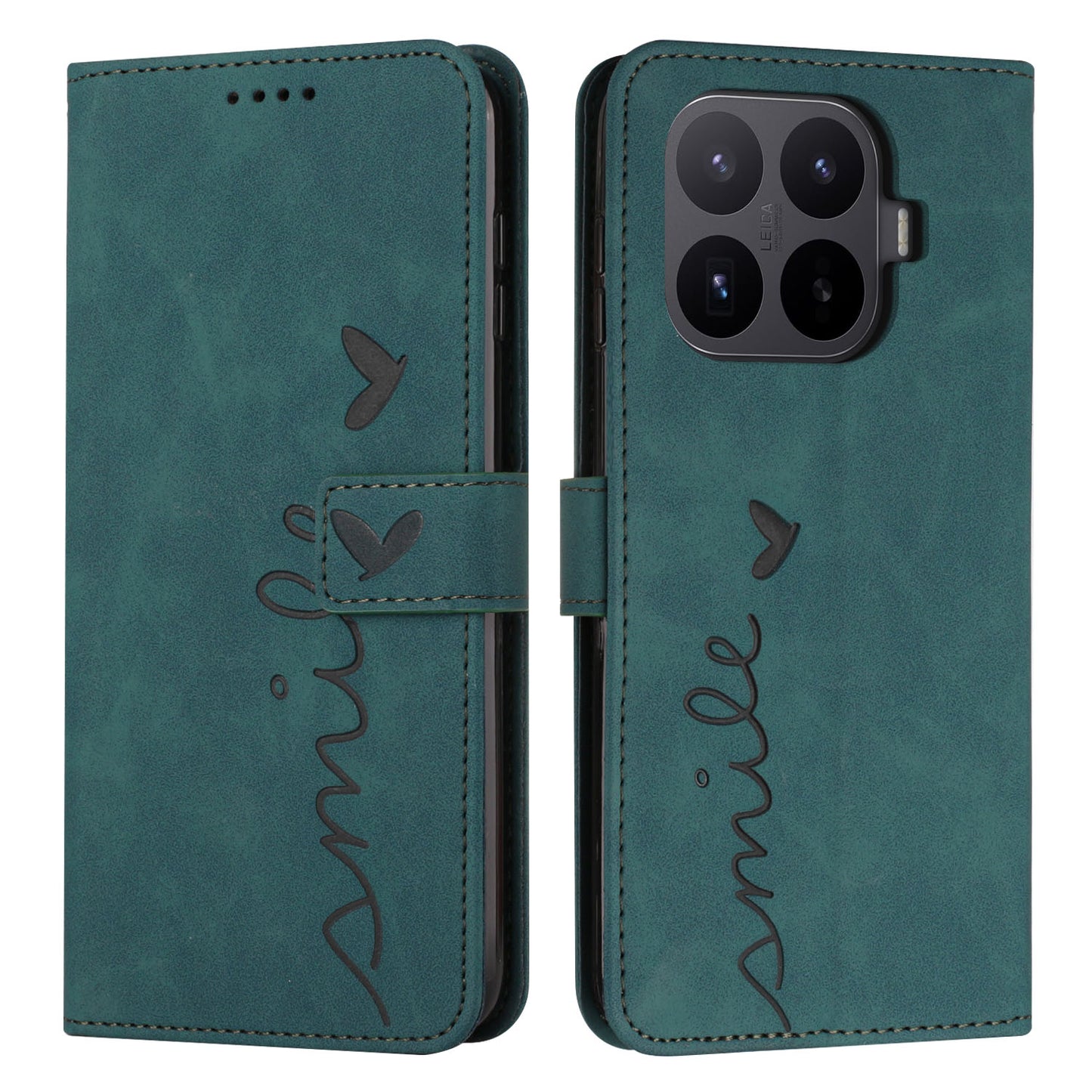For Xiaomi 17T Stand Case PU Leather Phone Cover Imprinted Heart Pattern