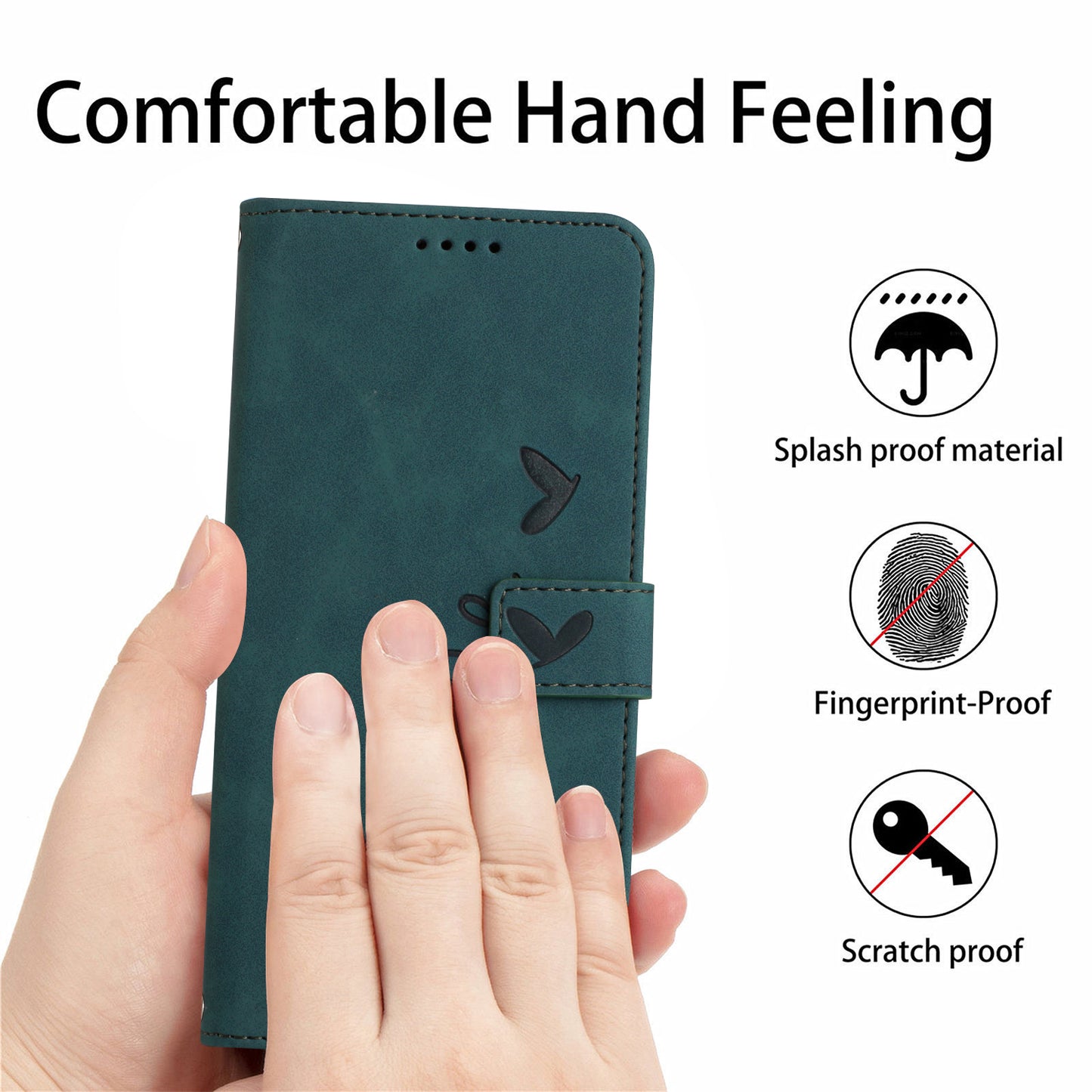 For Xiaomi 17T Stand Case PU Leather Phone Cover Imprinted Heart Pattern