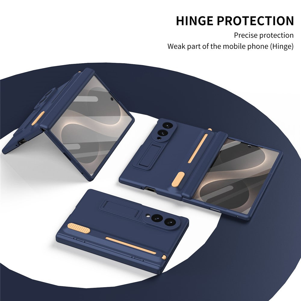 For Samsung Galaxy Z Fold8 Kickstand Case Hinge Protection PC Phone Cover with Screen Protector and Stylus Pen