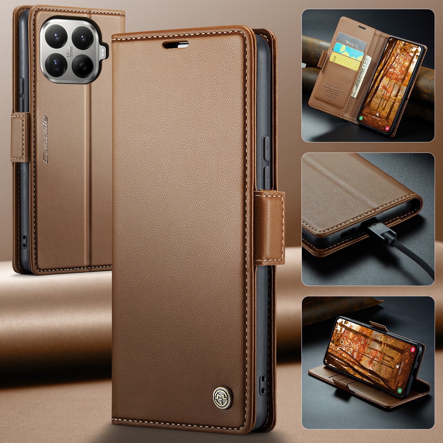 CASEME for Xiaomi 17T Case  023 Series RFID Blocking Wallet Stand Glossy Litchi Texture Leather Phone Cover