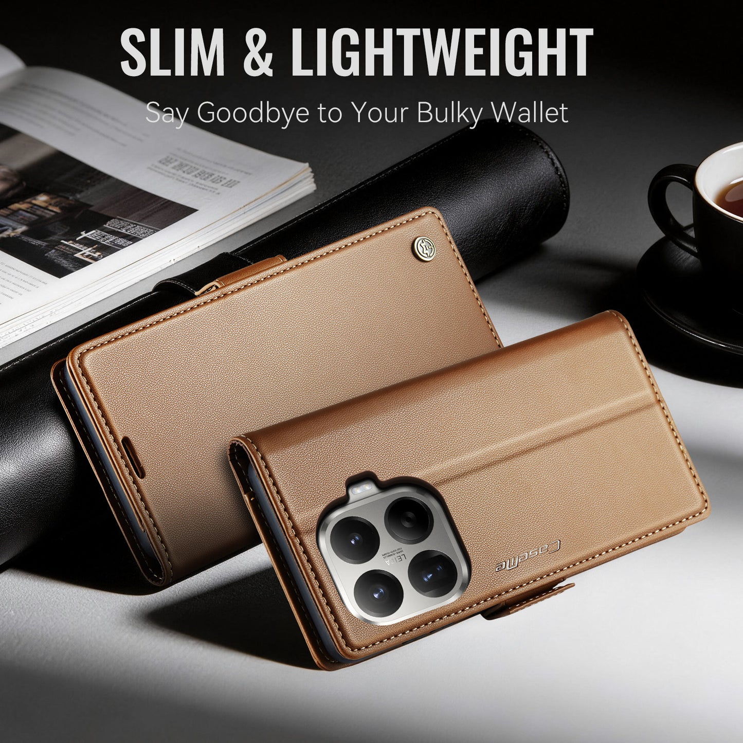 CASEME for Xiaomi 17T Case  023 Series RFID Blocking Wallet Stand Glossy Litchi Texture Leather Phone Cover