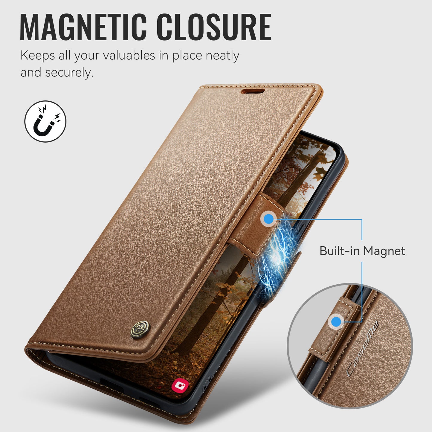 CASEME for Xiaomi 17T Case  023 Series RFID Blocking Wallet Stand Glossy Litchi Texture Leather Phone Cover