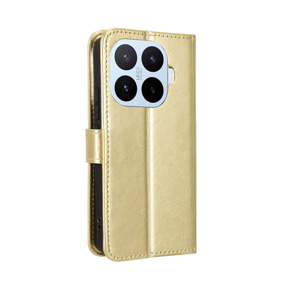 For Xiaomi 17T Pro PU Leather Case with Strap Crazy Horse Texture Phone Wallet Cover
