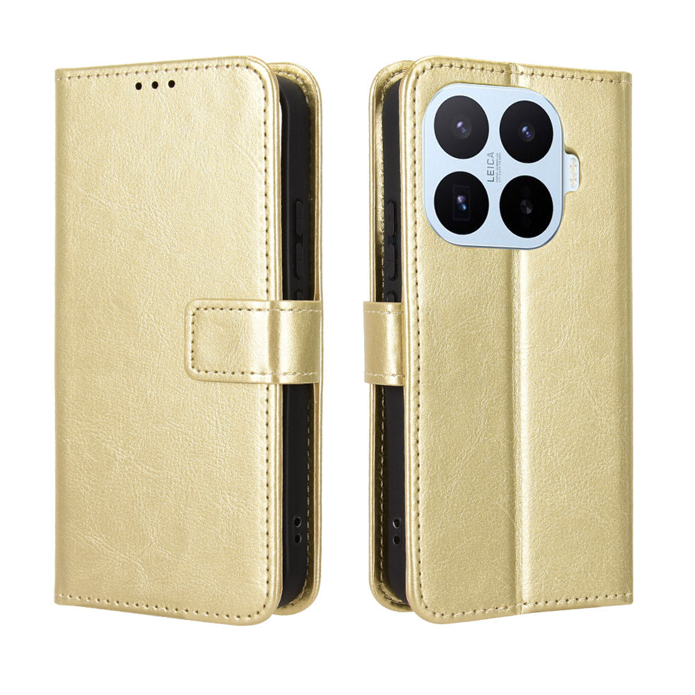 For Xiaomi 17T Pro PU Leather Case with Strap Crazy Horse Texture Phone Wallet Cover