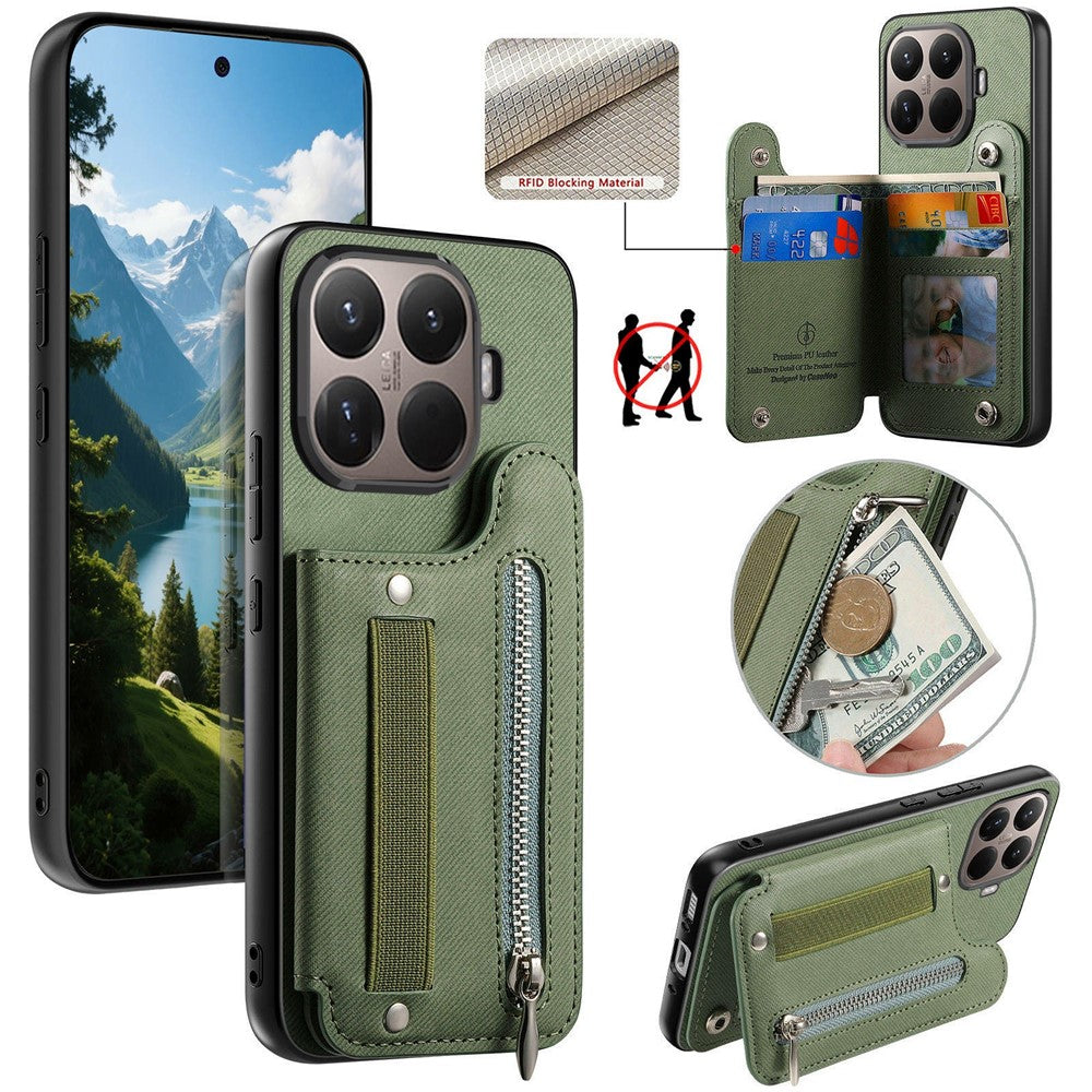 Xiaomi 17T Pro – Handyhülle aus PU-Leder und TPU, mit Ständer, mit Kartenfach, mit RFID-Schutz