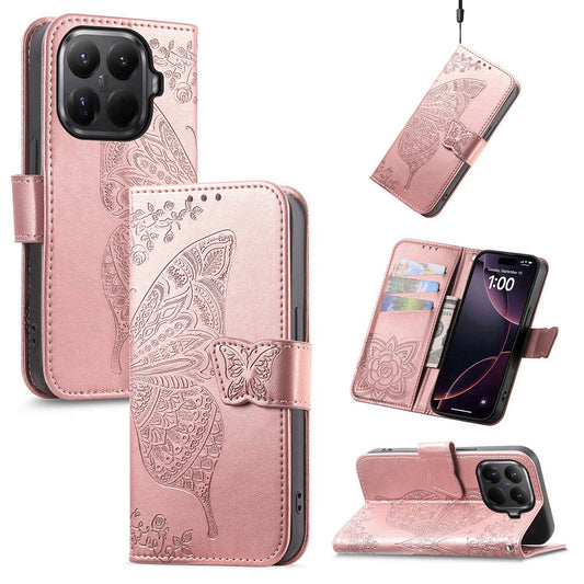 Xiaomi 17T Handyhülle – mit Riemen, Schmetterlingsmuster, PU-Leder, Brieftaschen