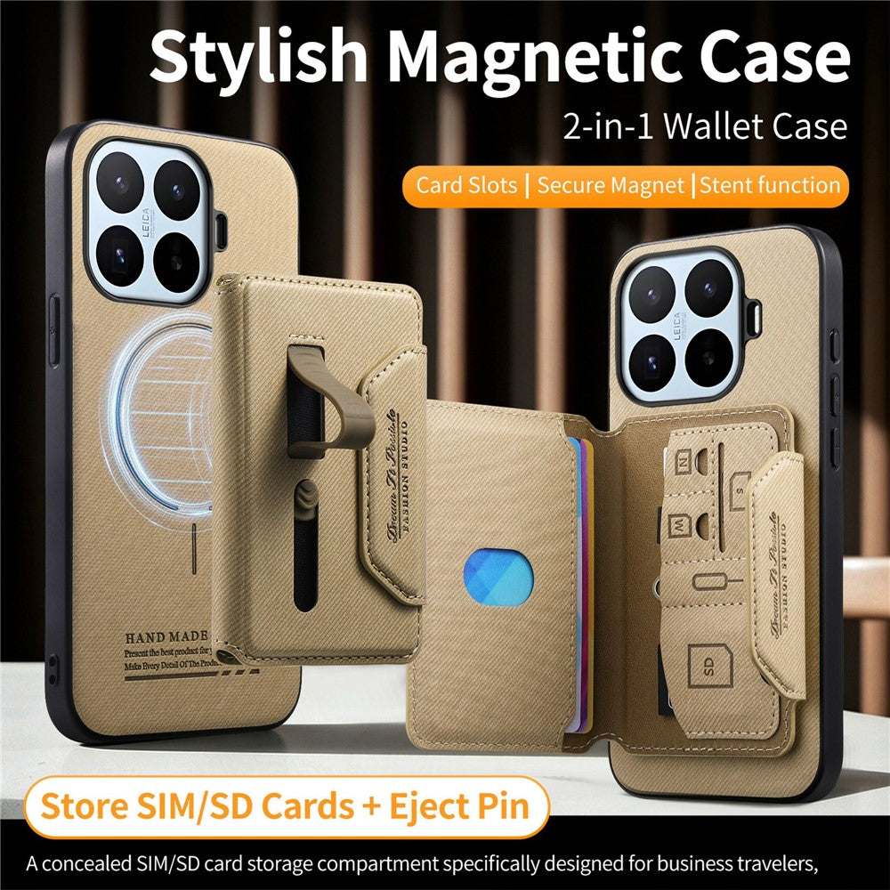 Xiaomi 17T Pro – Magnetische Handyhülle aus PU-Leder, PC und TPU, mit Ständer, mit abnehmbarem Kartenfach