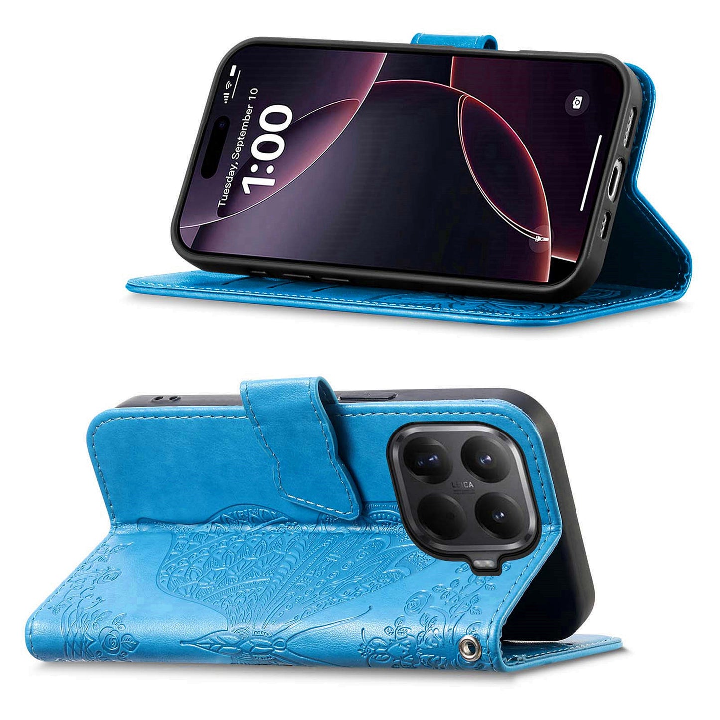 For Xiaomi 17T Pro Case with Strap Butterfly Pattern PU Leather Wallet Phone Cover