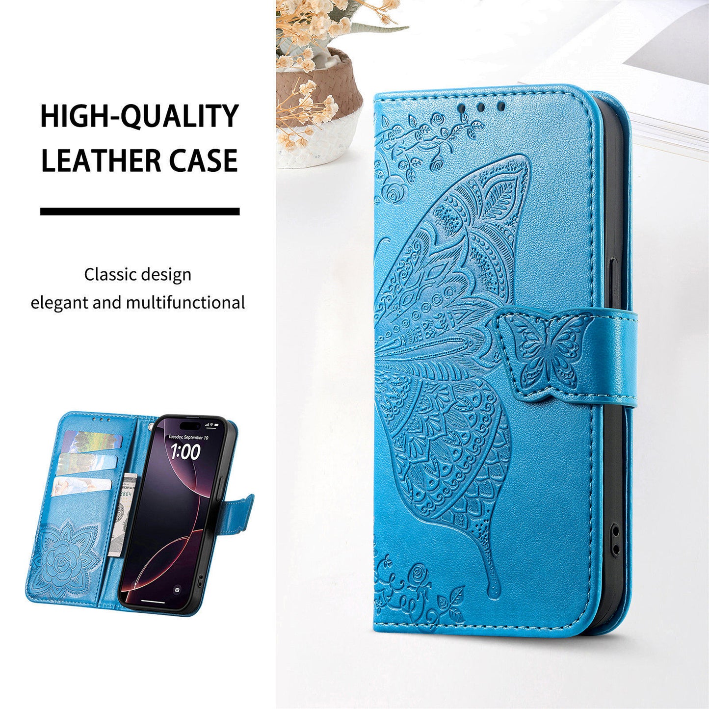 For Xiaomi 17T Pro Case with Strap Butterfly Pattern PU Leather Wallet Phone Cover