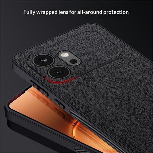 Honor 600 5G Handyhülle – Aus lederbeschichtetem PC+TPU, mit Holzmaserung