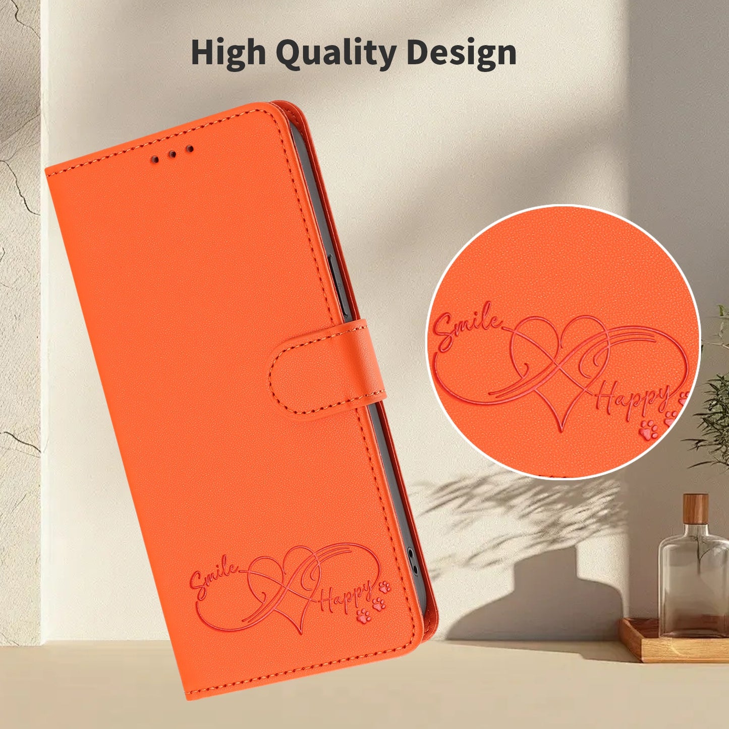 For iPhone 18 / iPhone 17 Case PU Leather Heart Pattern Wallet Flip Phone Cover with Hand Strap