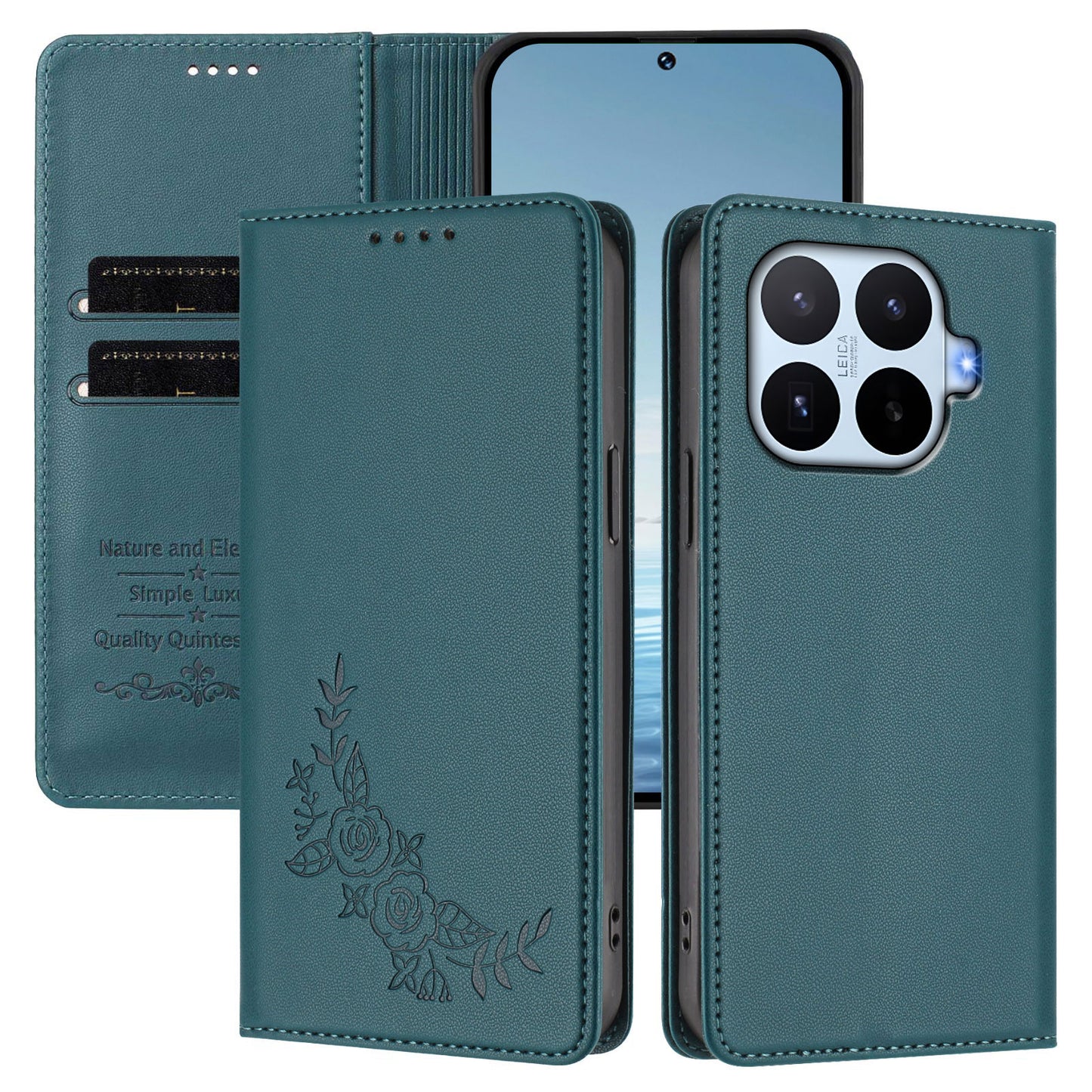 Xiaomi 17T – Wallet-Handyhülle aus PU-Leder und TPU, mit Ständer, mit Blumenmotiv