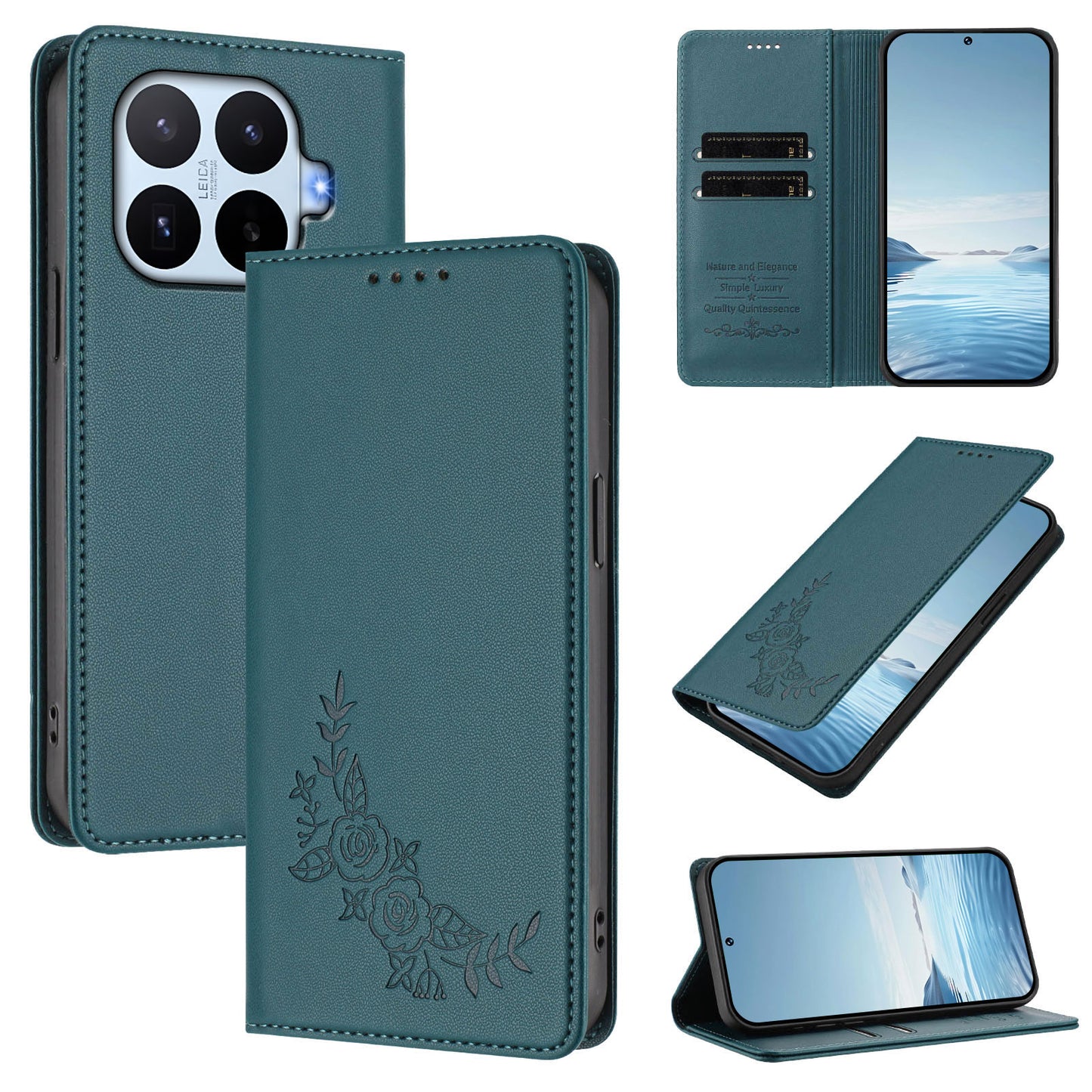 Xiaomi 17T – Wallet-Handyhülle aus PU-Leder und TPU, mit Ständer, mit Blumenmotiv