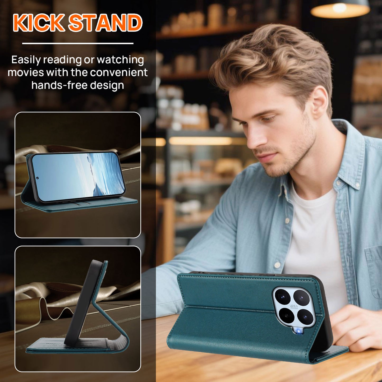 Xiaomi 17T – Wallet-Handyhülle aus PU-Leder und TPU, mit Ständer, mit Blumenmotiv