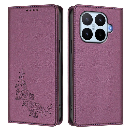 Xiaomi 17T – Wallet-Handyhülle aus PU-Leder und TPU, mit Ständer, mit Blumenmotiv