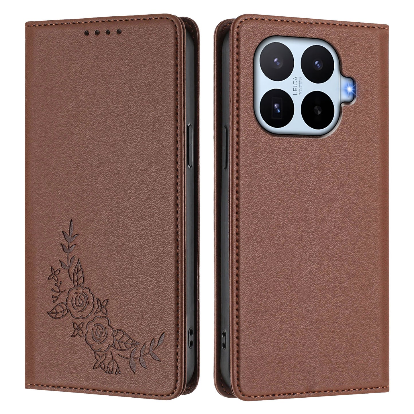 Xiaomi 17T – Wallet-Handyhülle aus PU-Leder und TPU, mit Ständer, mit Blumenmotiv