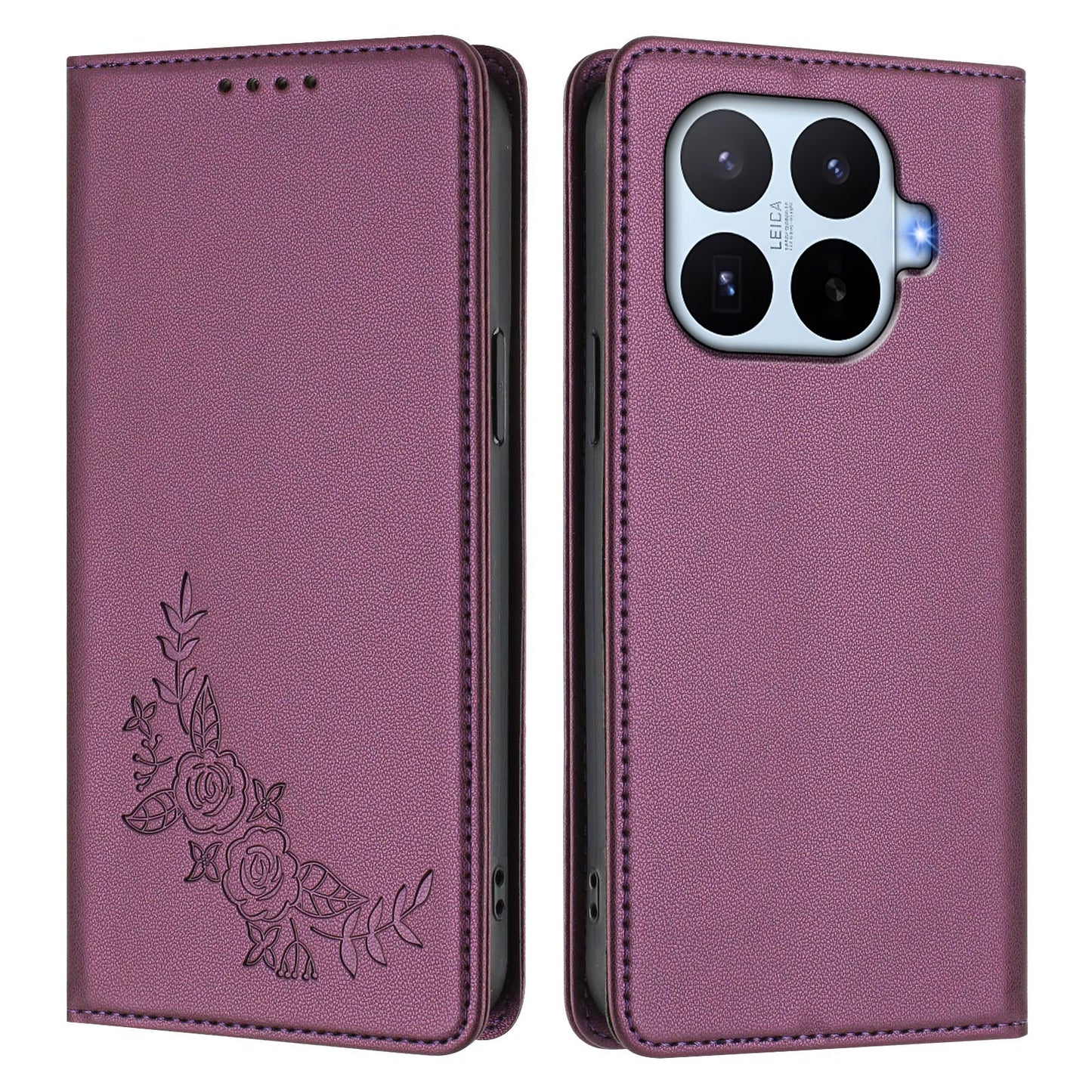 Xiaomi 17T Pro – Wallet-Handyhülle aus PU-Leder und TPU, mit Ständer, mit Blumenmotiv