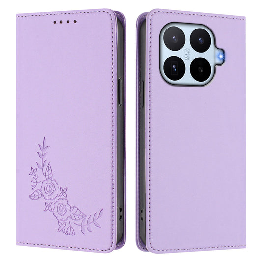 Xiaomi 17T Pro – Wallet-Handyhülle aus PU-Leder und TPU, mit Ständer, mit Blumenmotiv