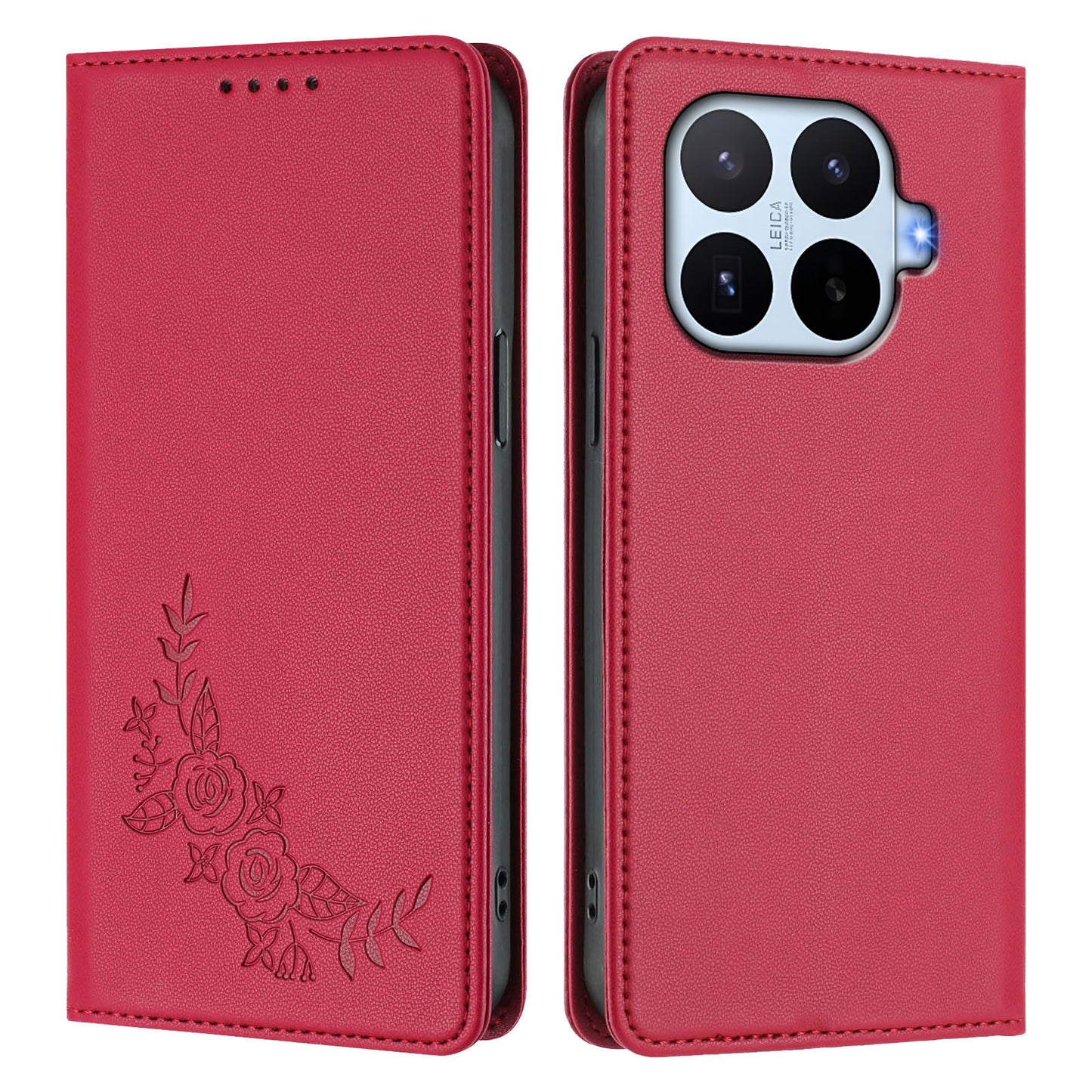 Xiaomi 17T Pro – Wallet-Handyhülle aus PU-Leder und TPU, mit Ständer, mit Blumenmotiv