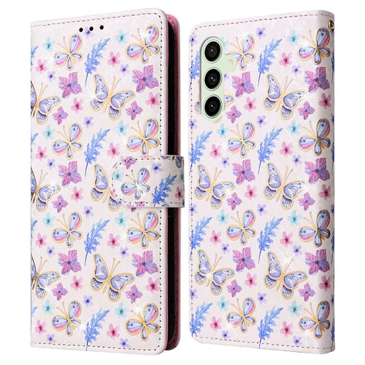 Galaxy S26 FE Handyhülle – RFID-blockierende aus Leder mit Blumenmotiv