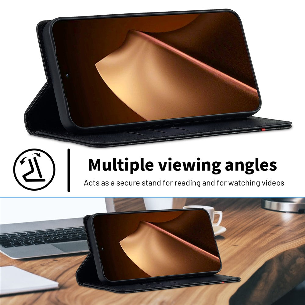 Xiaomi 17T – Wallet-Handyhülle aus PU-Leder und TPU, mit Ständer, in Carbonfaser-Optik