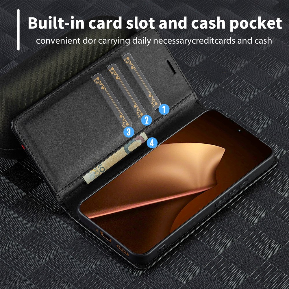 Xiaomi 17T Pro – Wallet-Handyhülle aus PU-Leder und TPU, mit Ständer, in Carbonfaser-Optik