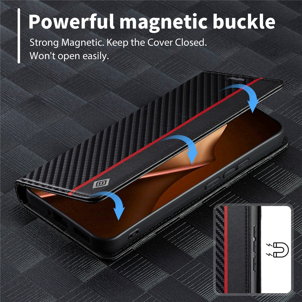 Xiaomi 17T Pro – Wallet-Handyhülle aus PU-Leder und TPU, mit Ständer, in Carbonfaser-Optik