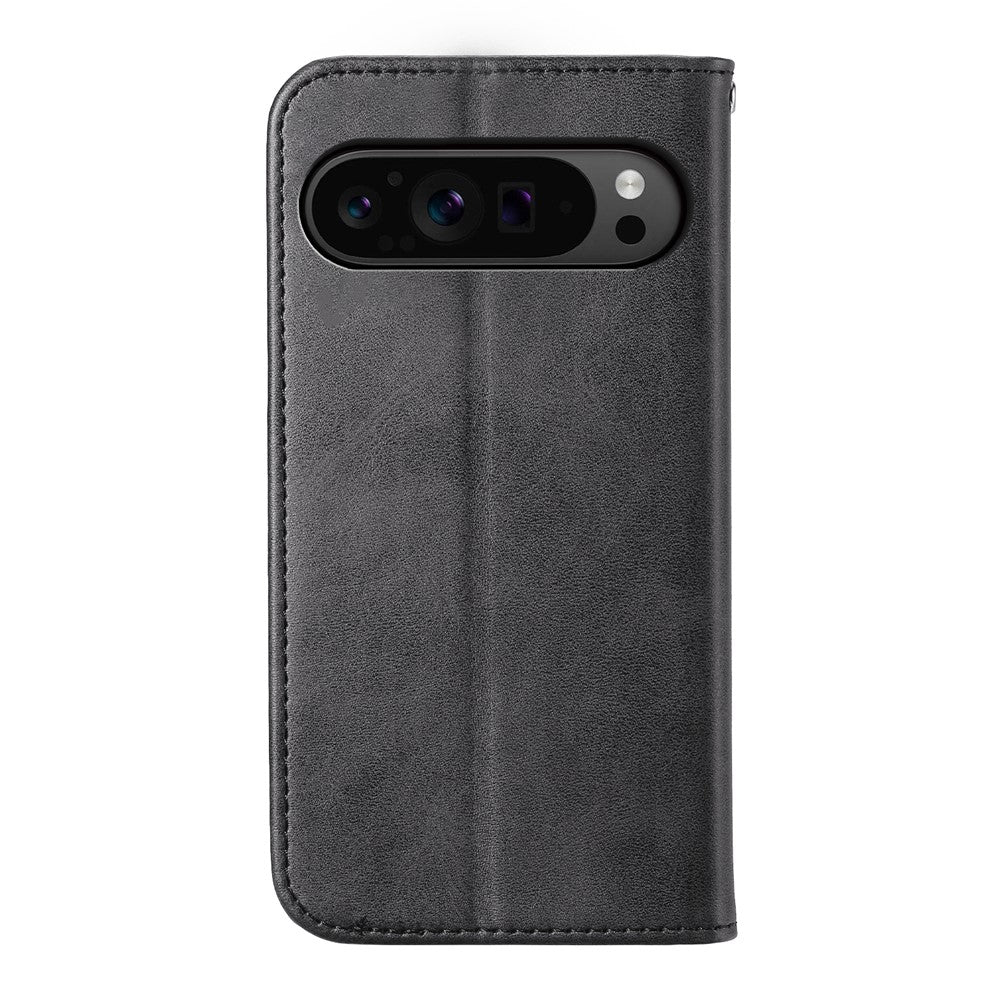 For Google Pixel 11 / Pixel 11 Pro Case Calf Texture PU Leather Wallet Phone Cover with Wrist Strap