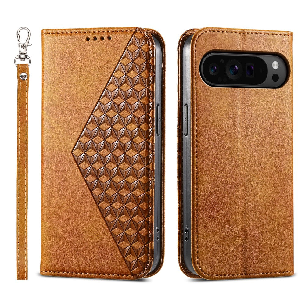 For Google Pixel 11 / Pixel 11 Pro Case Calf Texture PU Leather Wallet Phone Cover with Wrist Strap