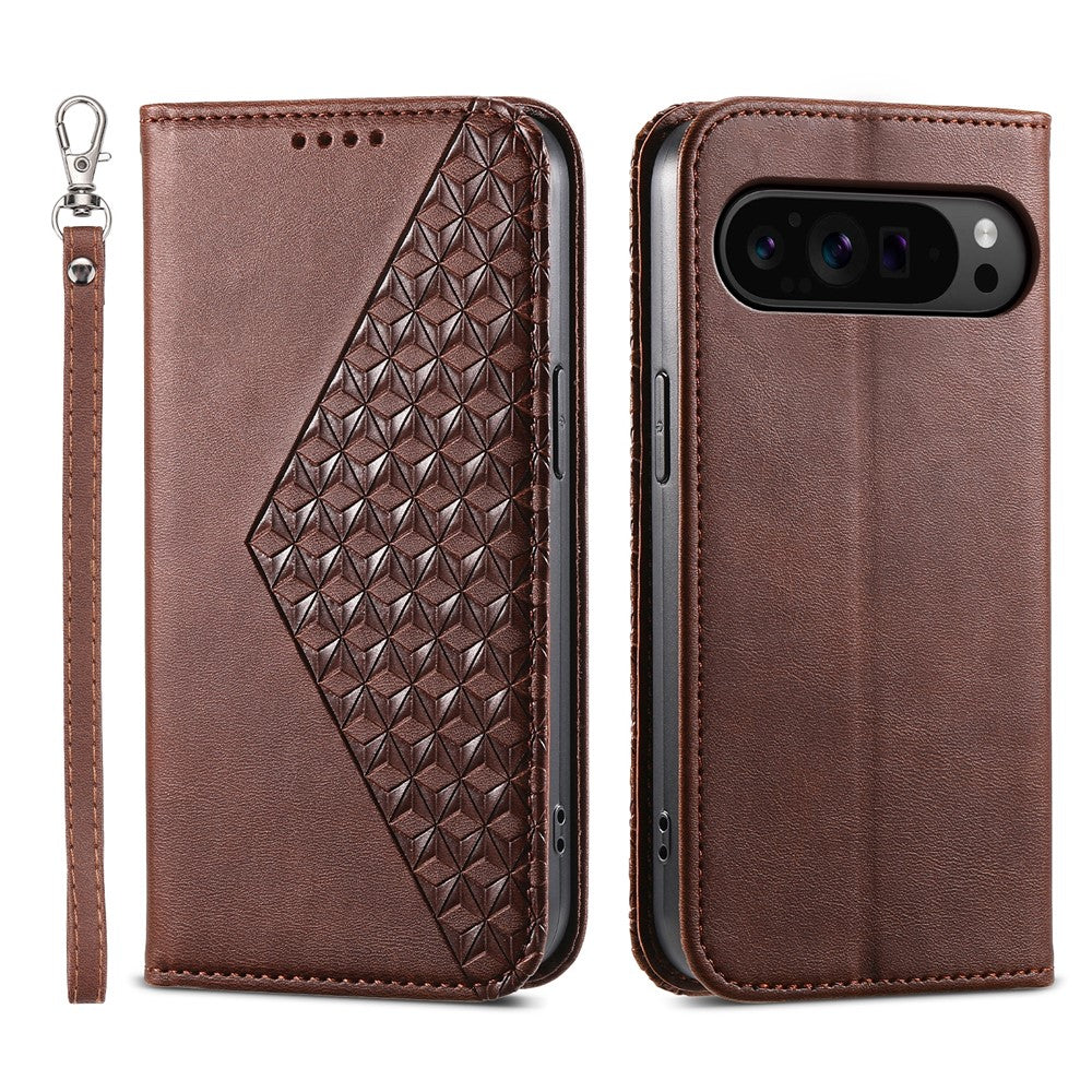 For Google Pixel 11 / Pixel 11 Pro Case Calf Texture PU Leather Wallet Phone Cover with Wrist Strap