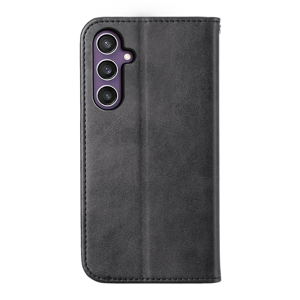 For Samsung Galaxy S26 FE Case Calf Texture PU Leather Wallet Phone Cover with Wrist Strap