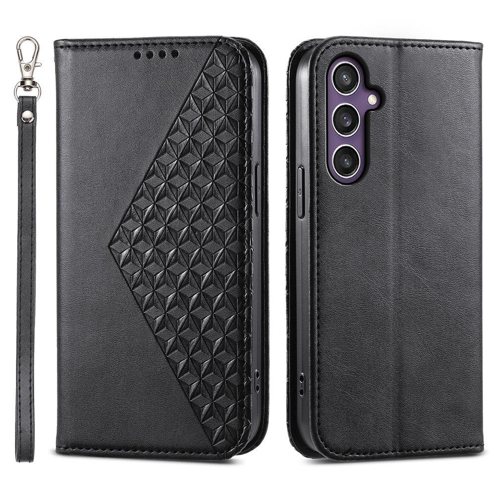 For Samsung Galaxy S26 FE Case Calf Texture PU Leather Wallet Phone Cover with Wrist Strap