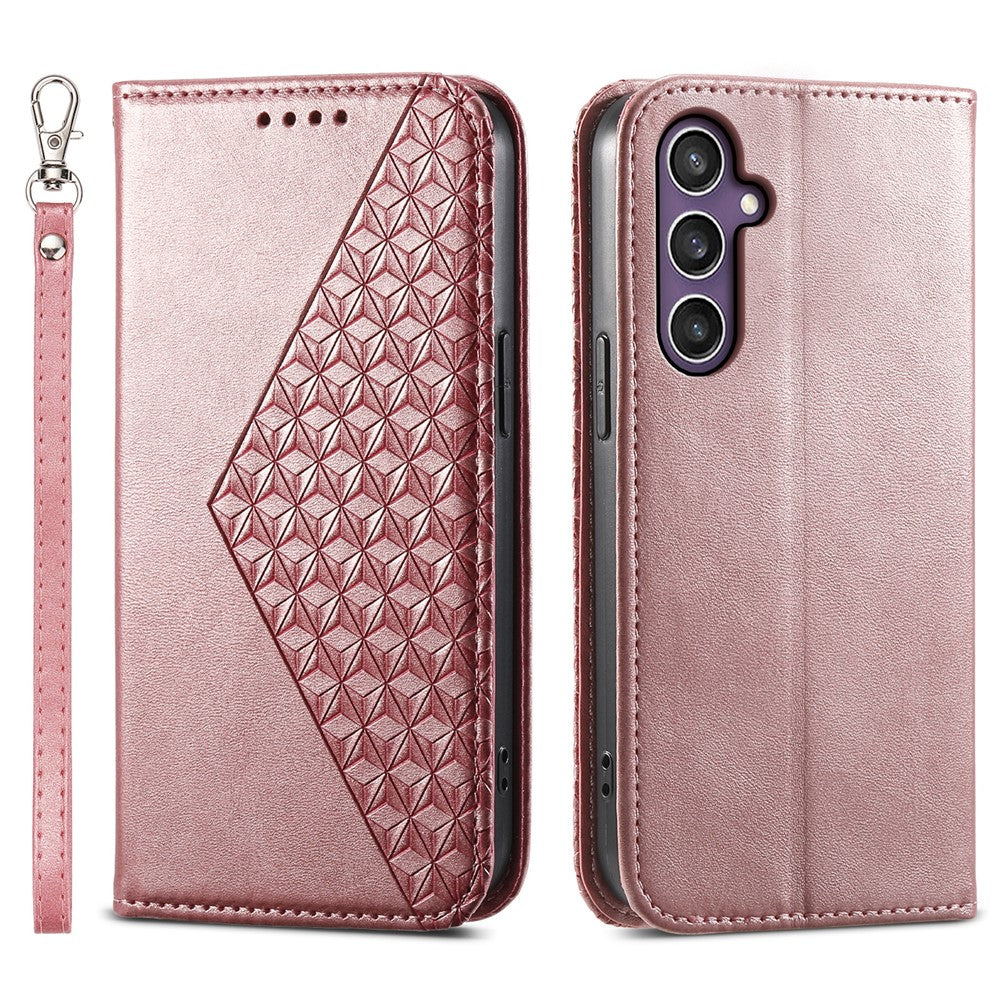 For Samsung Galaxy S26 FE Case Calf Texture PU Leather Wallet Phone Cover with Wrist Strap