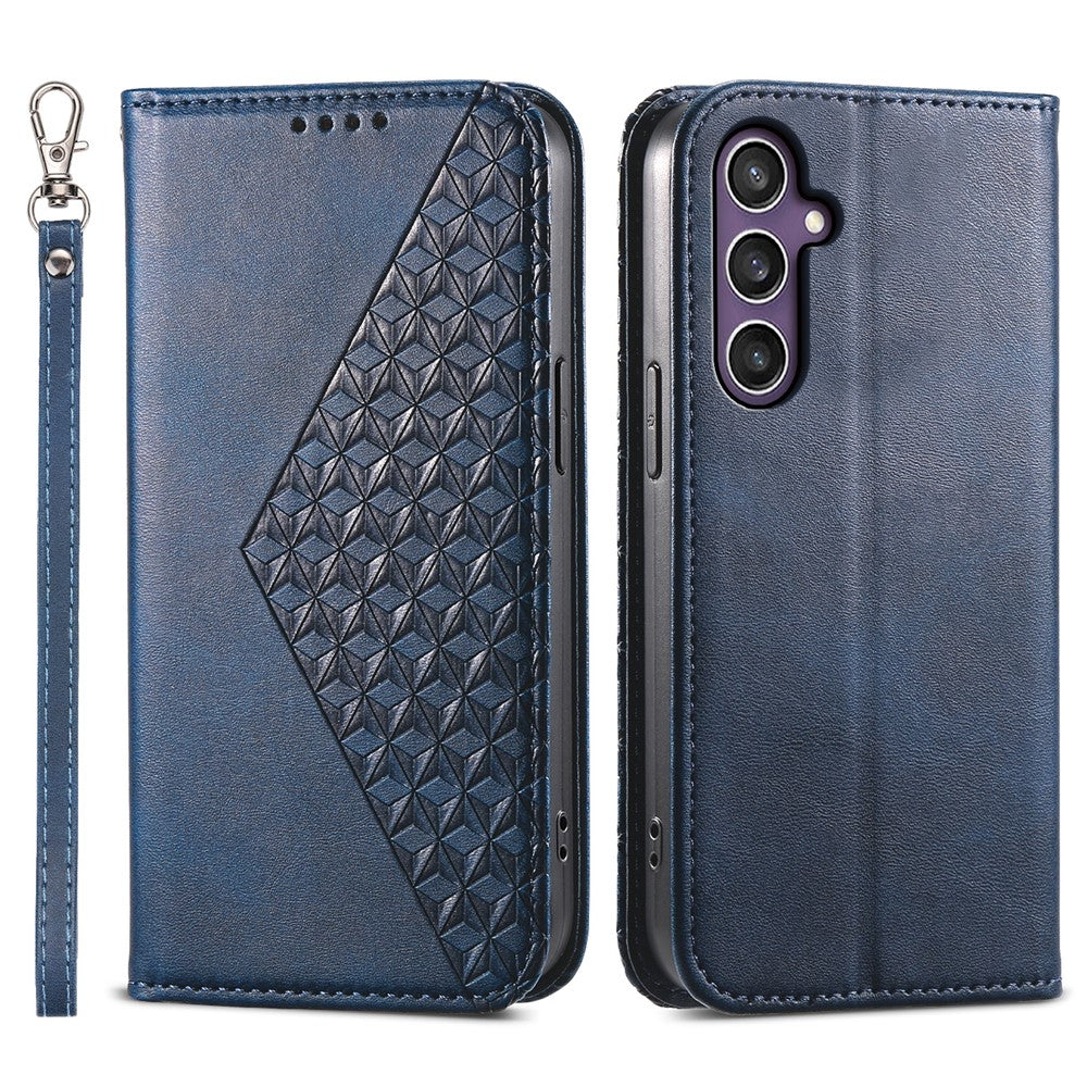 For Samsung Galaxy S26 FE Case Calf Texture PU Leather Wallet Phone Cover with Wrist Strap