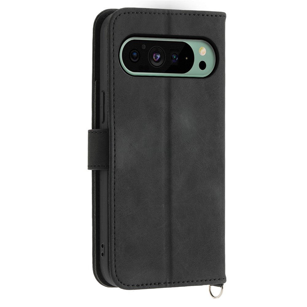 For Google Pixel 11 / Pixel 11 Pro Wallet Case Flower Pattern PU Leather Phone Cover with Strap