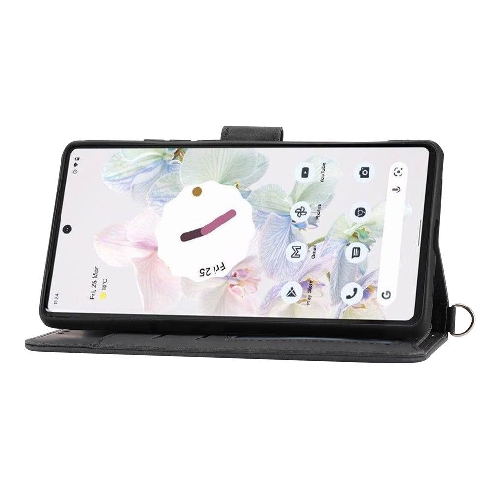 For Google Pixel 11 / Pixel 11 Pro Wallet Case Flower Pattern PU Leather Phone Cover with Strap
