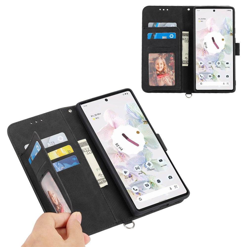 For Google Pixel 11 / Pixel 11 Pro Wallet Case Flower Pattern PU Leather Phone Cover with Strap