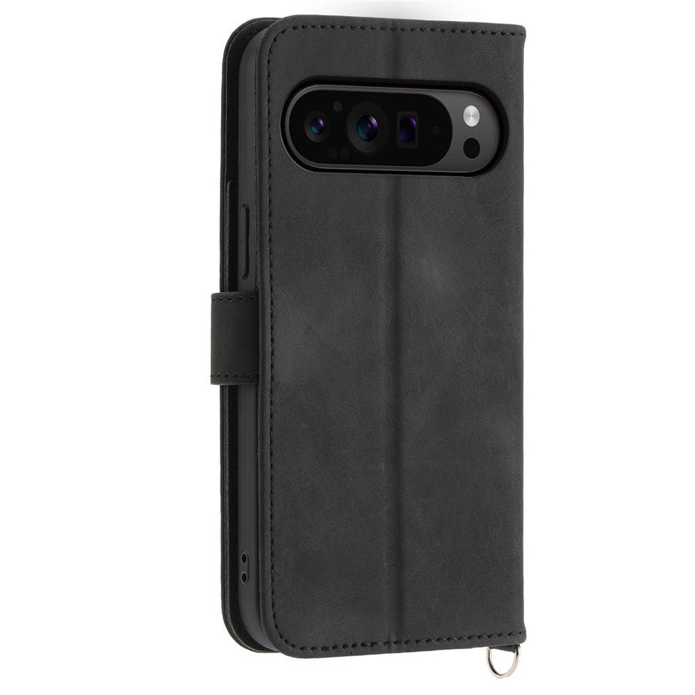 For Google Pixel 11 Pro XL Wallet Case Flower Pattern PU Leather Phone Cover with Strap