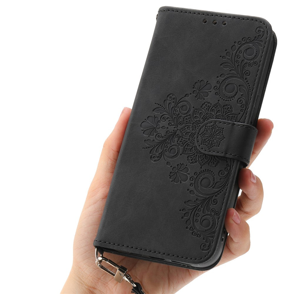 For Google Pixel 11 Pro XL Wallet Case Flower Pattern PU Leather Phone Cover with Strap