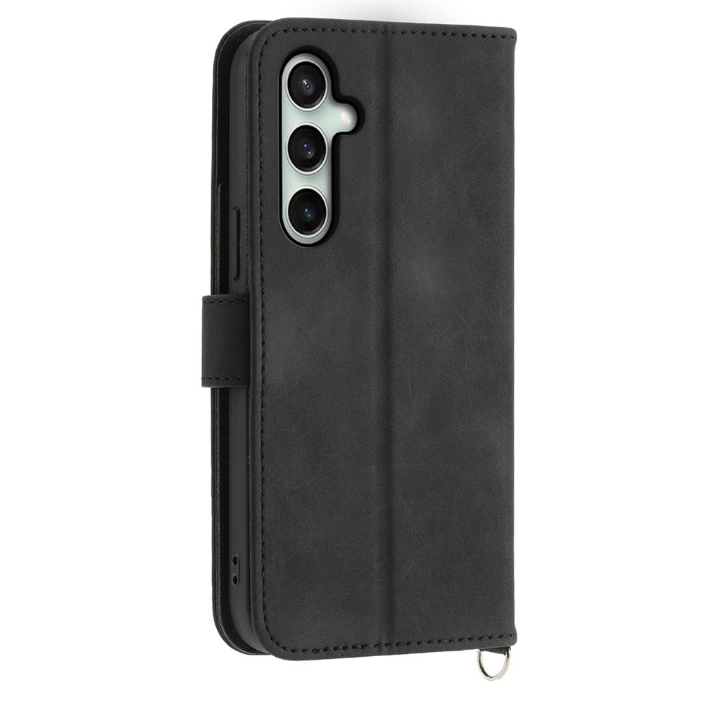 For Samsung Galaxy S26 FE Wallet Case Flower Pattern PU Leather Phone Cover with Strap