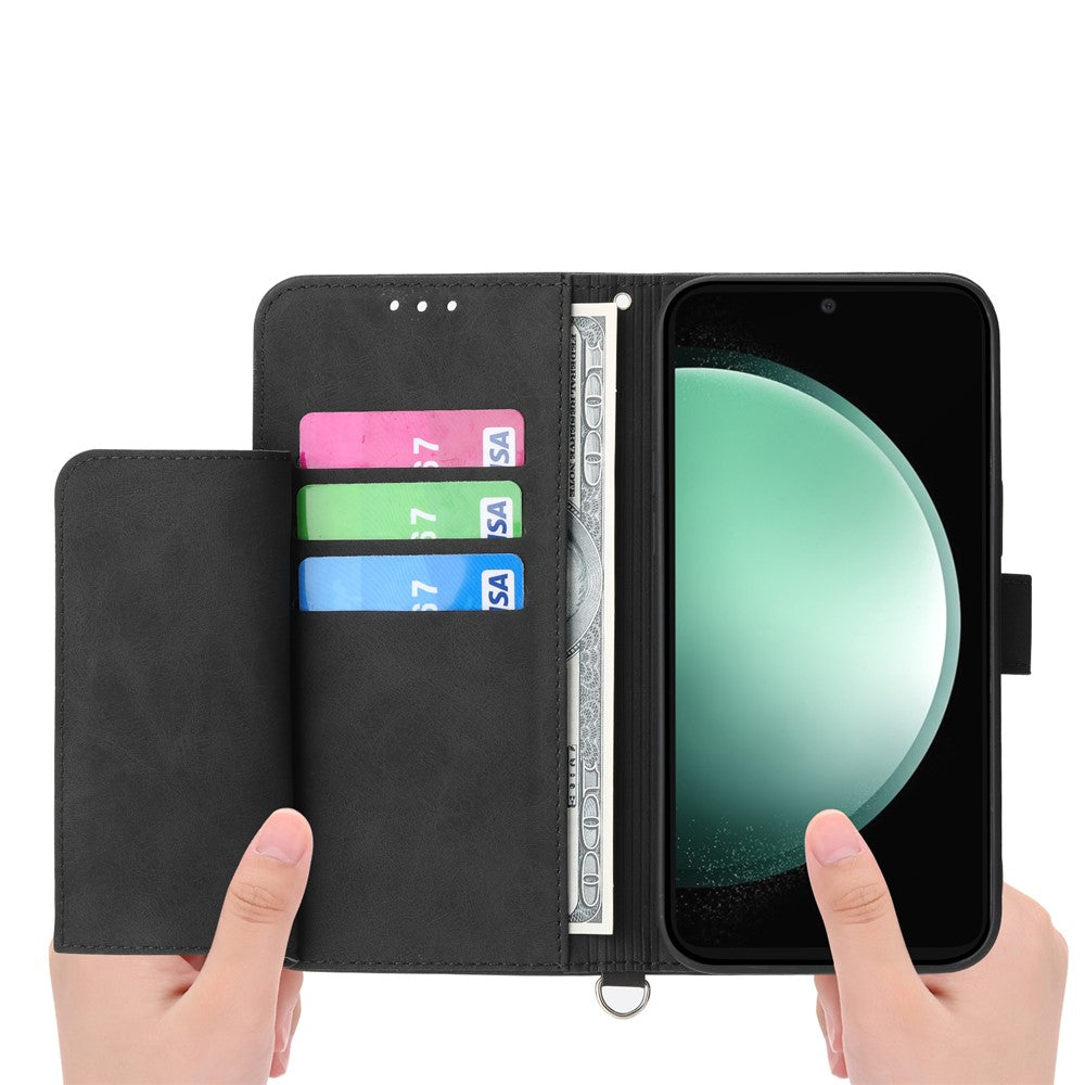 For Samsung Galaxy S26 FE Wallet Case Flower Pattern PU Leather Phone Cover with Strap