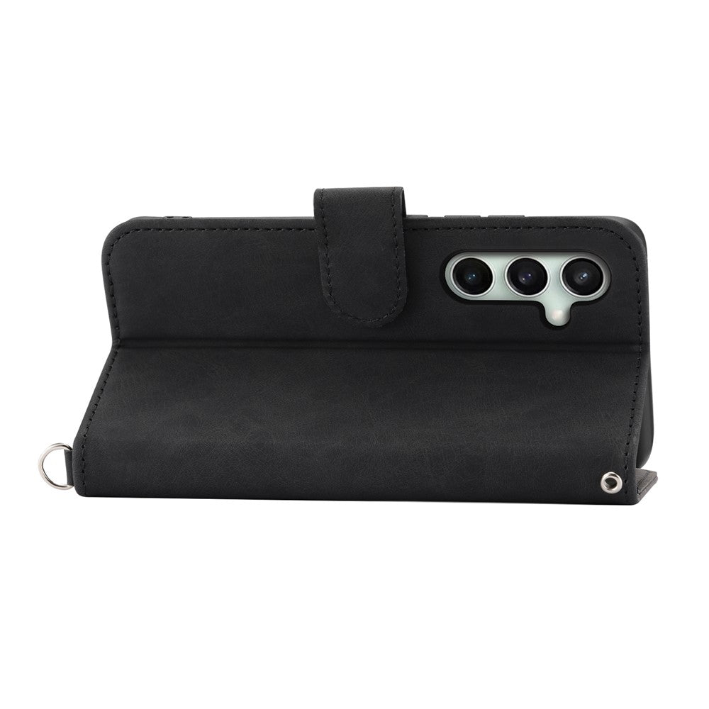 For Samsung Galaxy S26 FE Wallet Case Flower Pattern PU Leather Phone Cover with Strap
