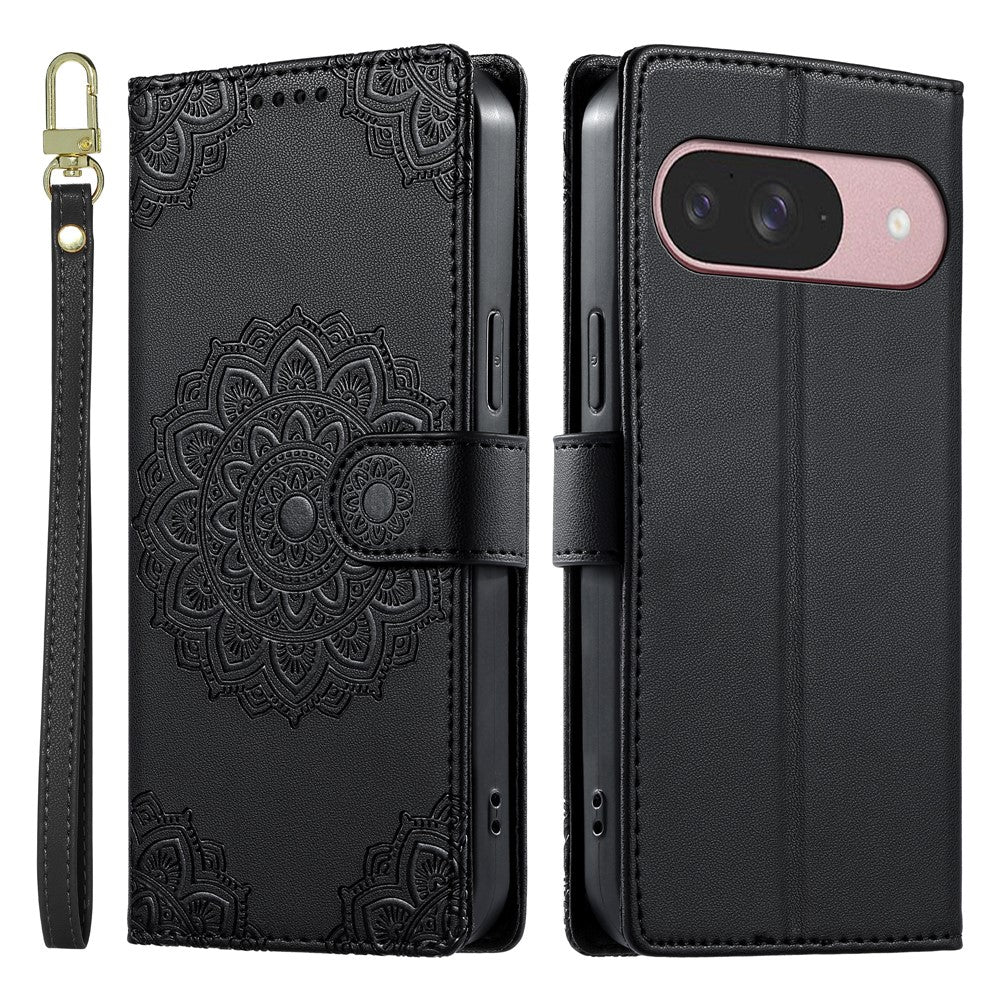 For Google Pixel 11 / Pixel 11 Pro Case Embossed Totem Leather Flip Wallet Phone Cover with Wrist Strap