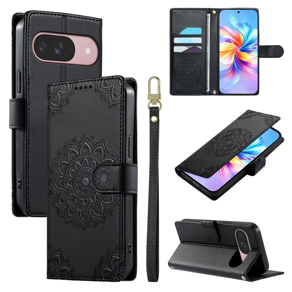 For Google Pixel 11 / Pixel 11 Pro Case Embossed Totem Leather Flip Wallet Phone Cover with Wrist Strap