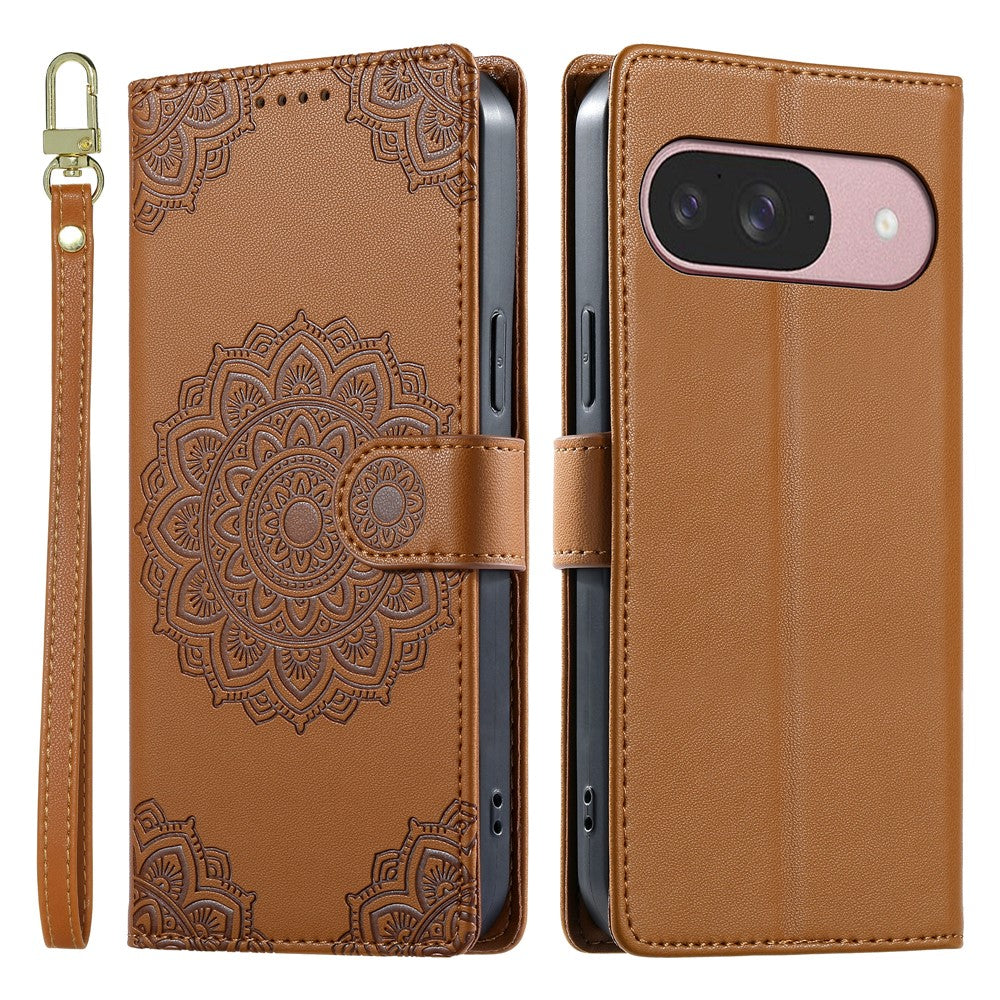 For Google Pixel 11 / Pixel 11 Pro Case Embossed Totem Leather Flip Wallet Phone Cover with Wrist Strap