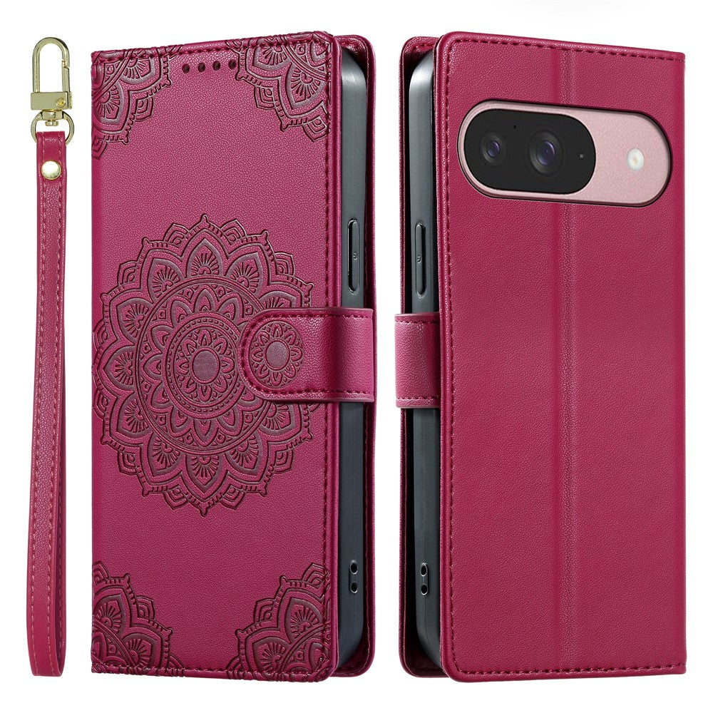 For Google Pixel 11 / Pixel 11 Pro Case Embossed Totem Leather Flip Wallet Phone Cover with Wrist Strap