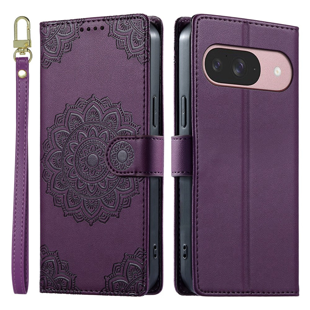 For Google Pixel 11 / Pixel 11 Pro Case Embossed Totem Leather Flip Wallet Phone Cover with Wrist Strap