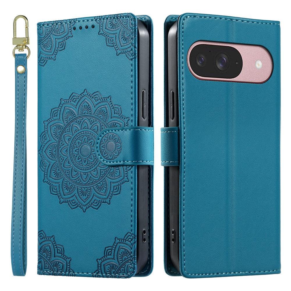 For Google Pixel 11 / Pixel 11 Pro Case Embossed Totem Leather Flip Wallet Phone Cover with Wrist Strap